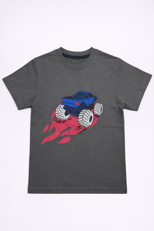 Monster Truck Graphic T-Shirt – Kids Summer Casual Tee