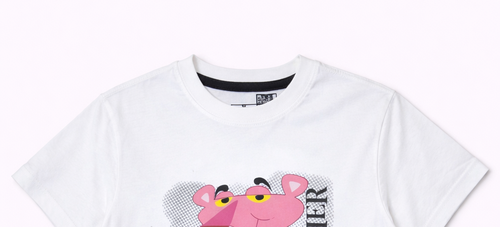 Kids Pink Panther Graphic T-Shirt – Premium Cotton White Cartoon Tee