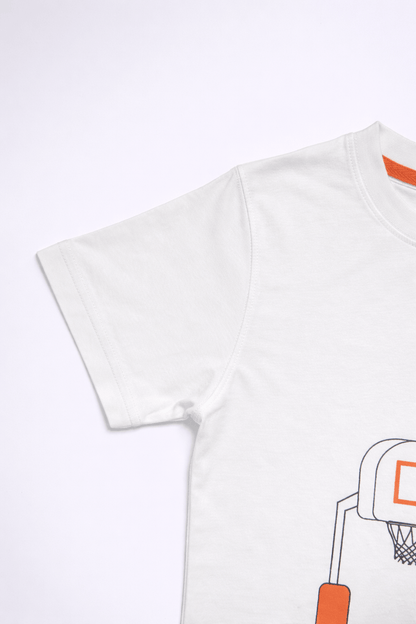 White Basketball Graphic T-Shirt
