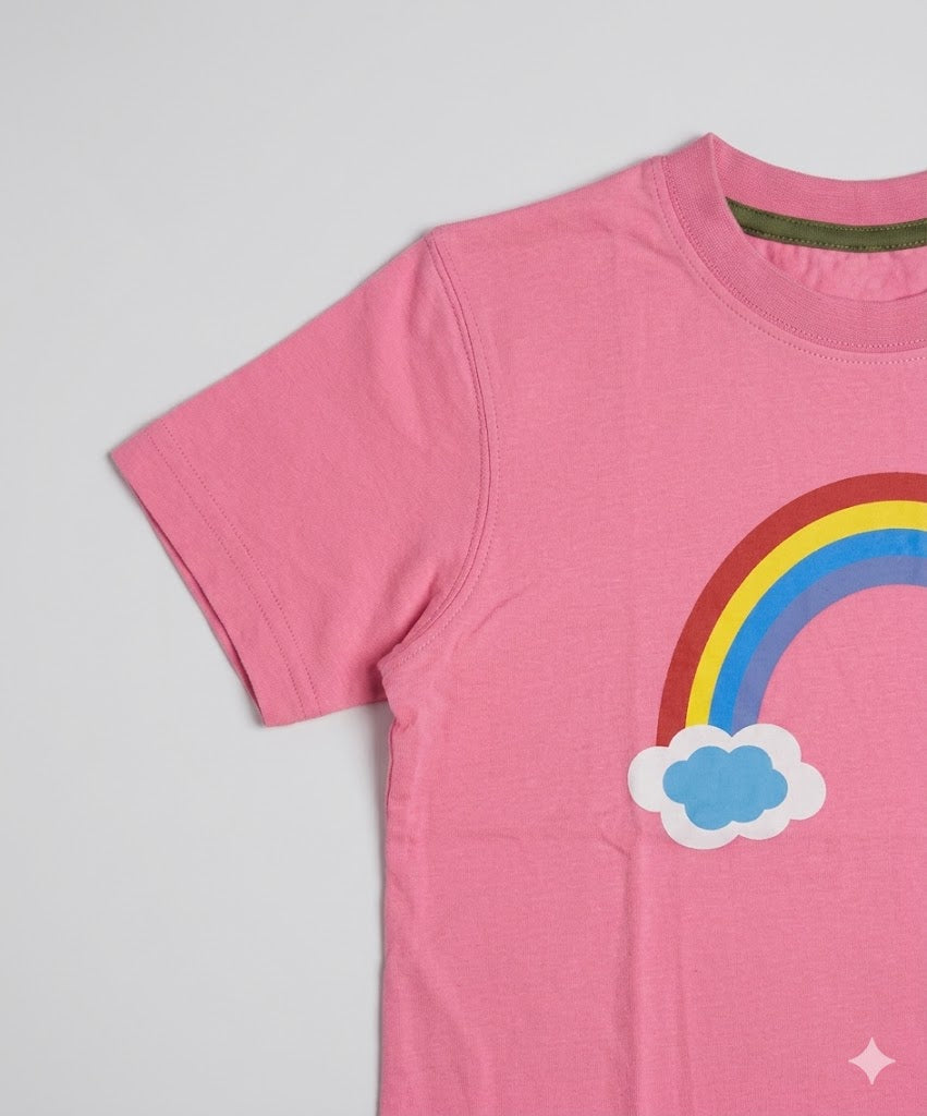 Kids Pink Rainbow T-Shirt |Girls Summer Casual Shirt