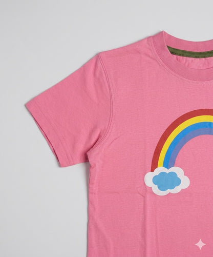 Kids Pink Rainbow T-Shirt |Girls Summer Casual Shirt