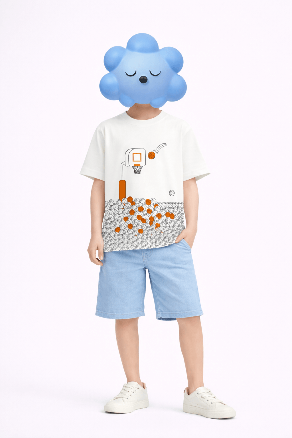 White Basketball Graphic T-Shirt