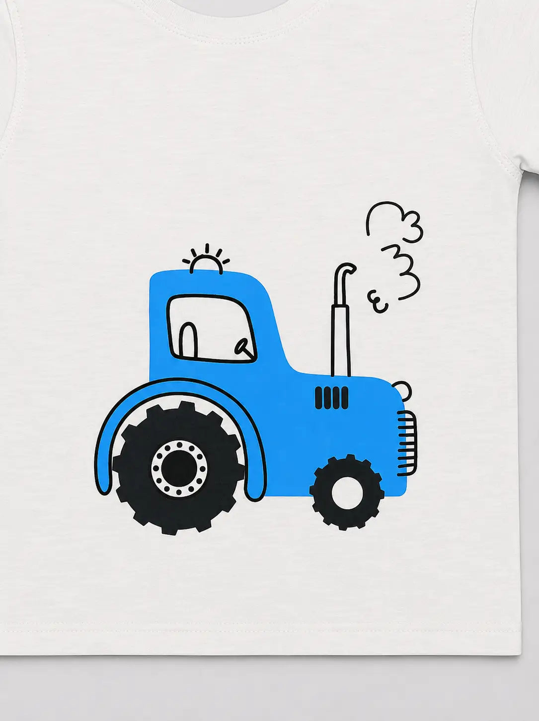 Kids Beige Tractor Graphic Unisex T-Shirt – Premium Casual Cotton Tee