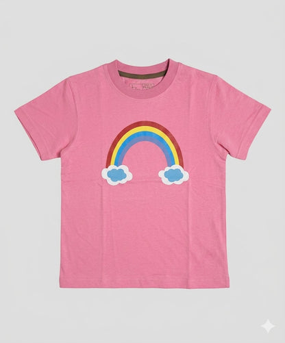 Kids Pink Rainbow T-Shirt |Girls Summer Casual Shirt