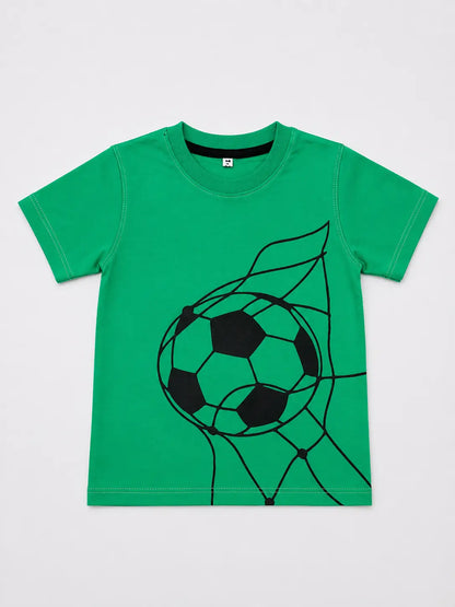 Kids Green Football Graphic Unisex T-Shirt – Premium Casual Cotton Tee