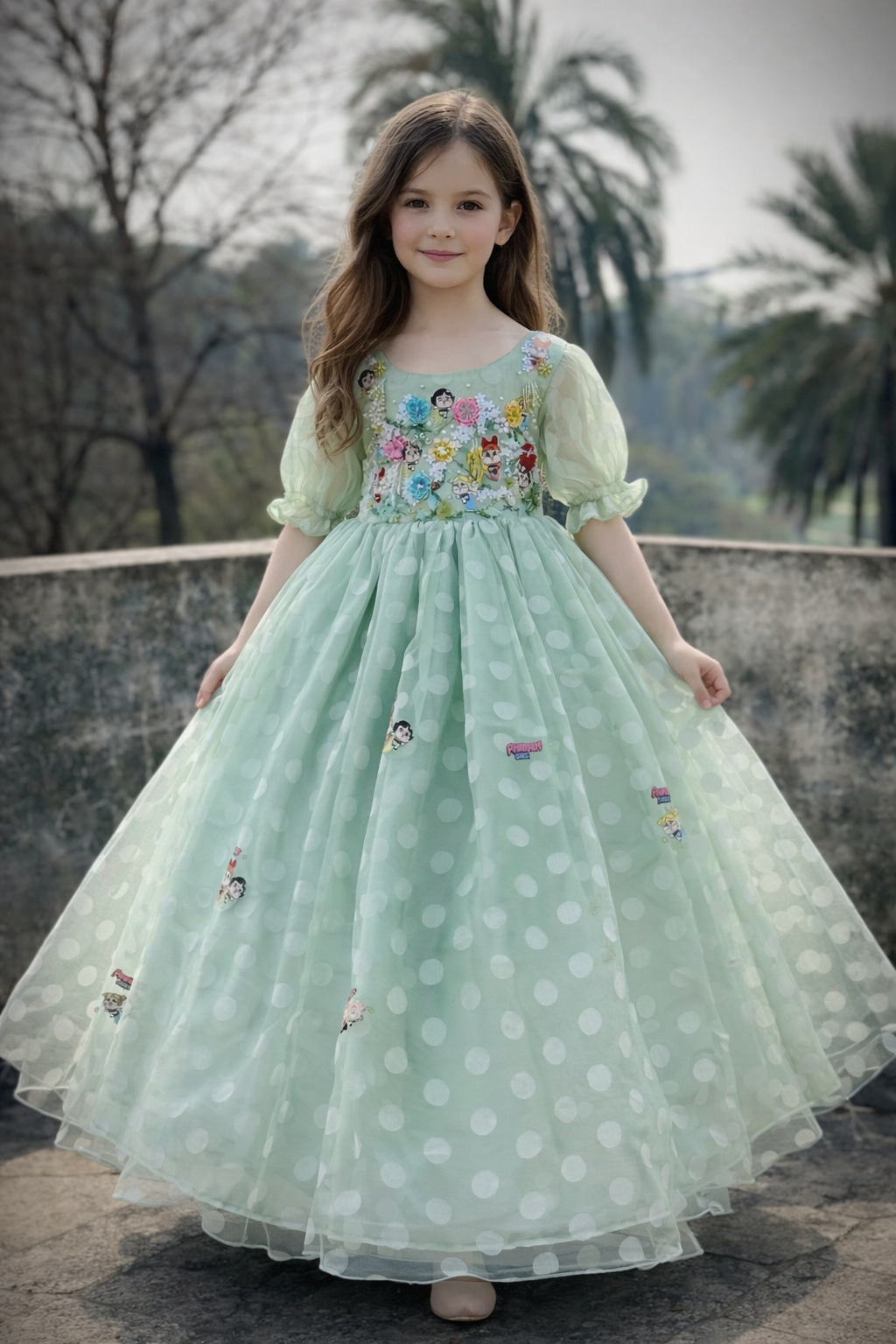 Girls Mint Green Princess Maxi Froks Dress | Kids Party Wear – Best in Pakistan