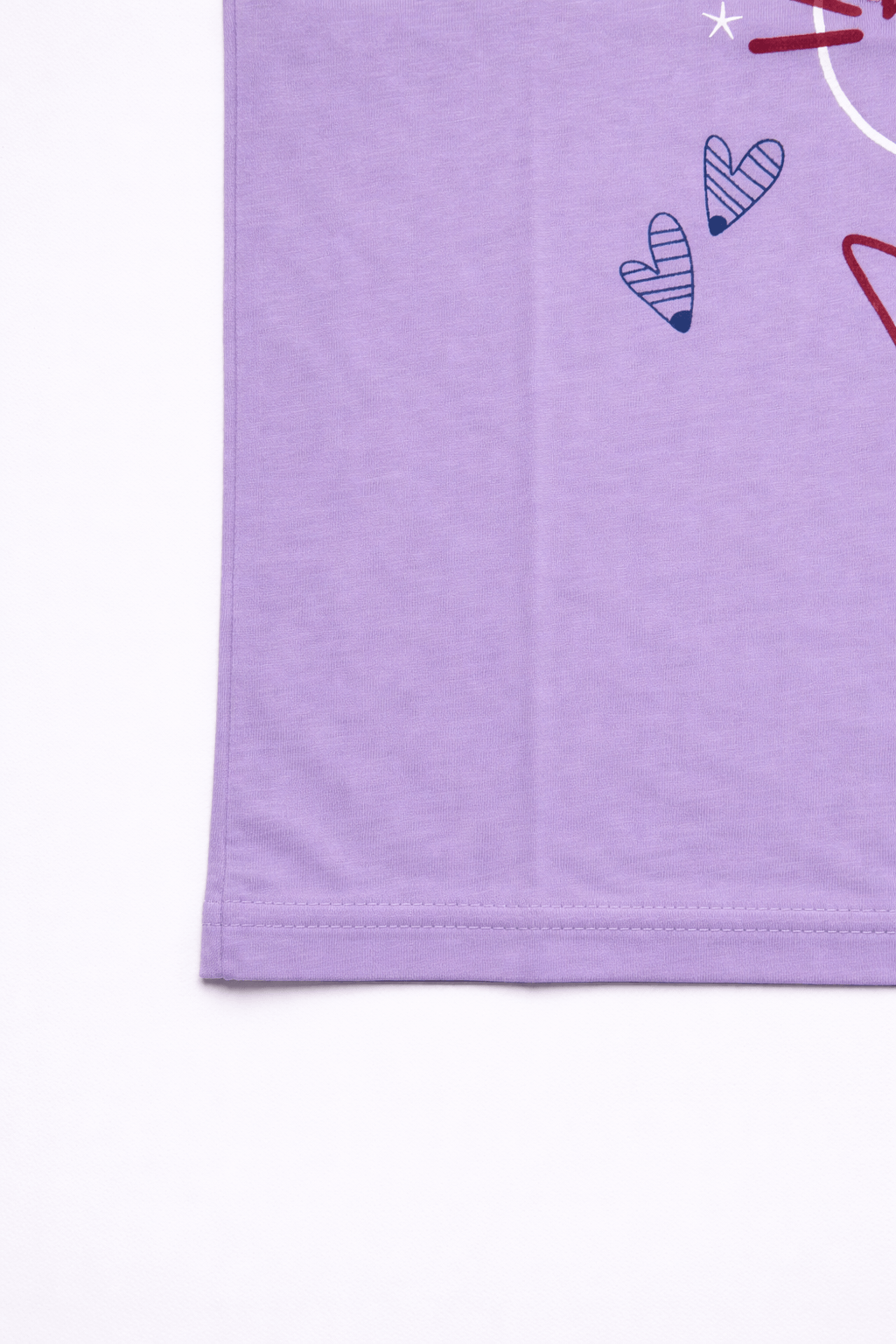 Kids Purple Cat Graphic T-Shirt