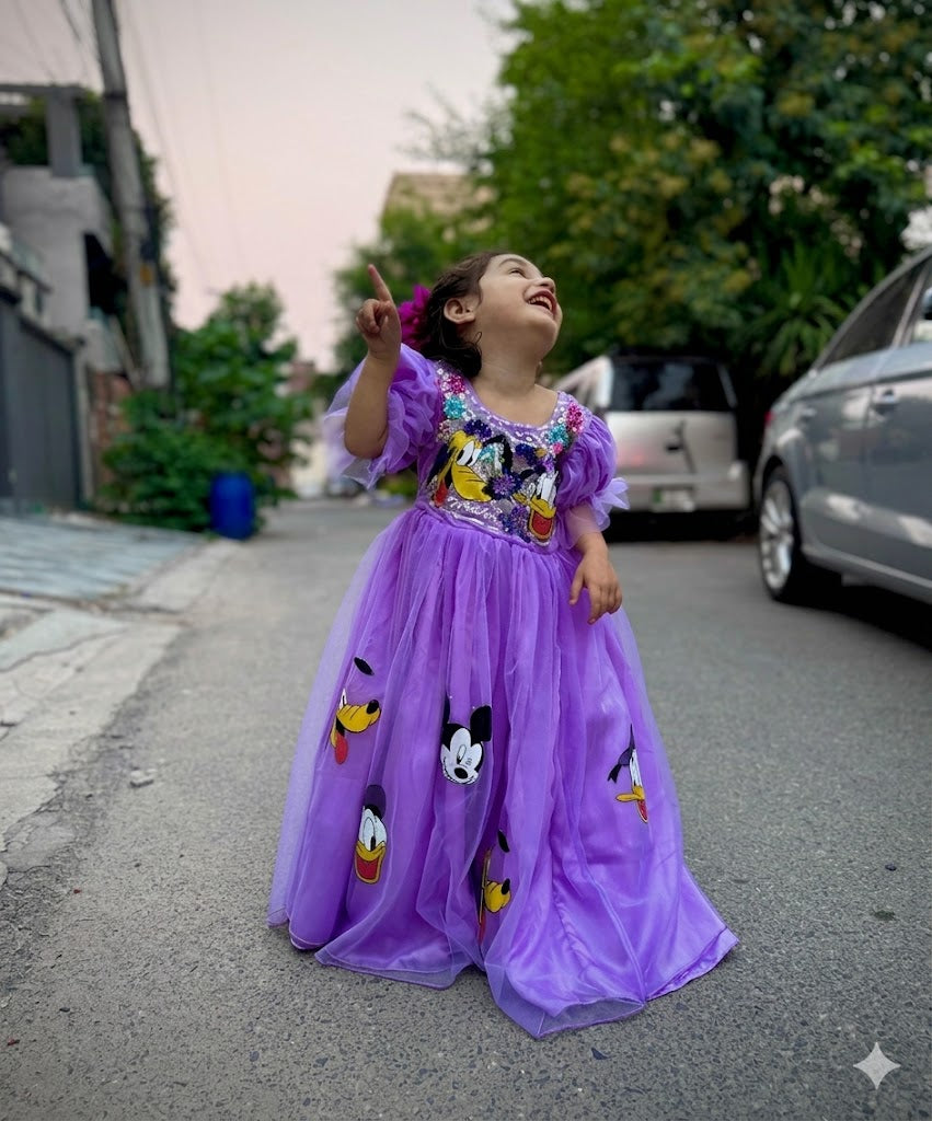 Girls Sky Blue Princess Maxi Froks – Kids Eid Collection Party Dress | Best in Pakistan