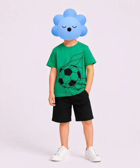 Kids Green Football Graphic Unisex T-Shirt – Premium Casual Cotton Tee