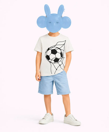 Kids White Football Graphic Unisex T-Shirt – Premium Casual Cotton Tee