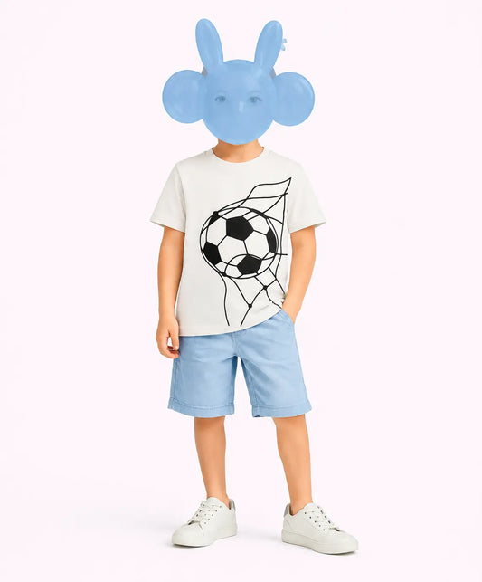 Kids White Football Graphic Unisex T-Shirt – Premium Casual Cotton Tee
