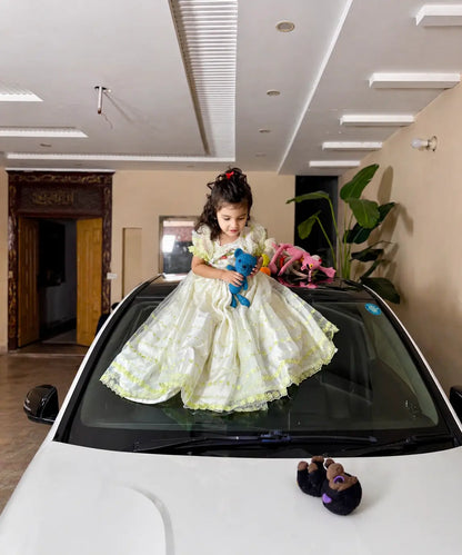Girls Fancy Maxi Frock – Luxury White Princess Dress | Eid Collection Kids Party Wear