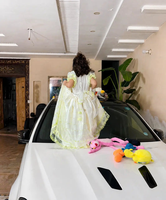 Girls Fancy Maxi Frock – Luxury White Princess Dress | Eid Collection Kids Party Wear