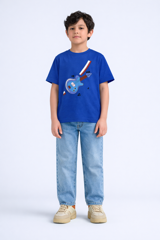 Boys Guitar Graphic T-Shirt – Kids Summer Casual Tee | Boys Printed T-Shirt Pakistan