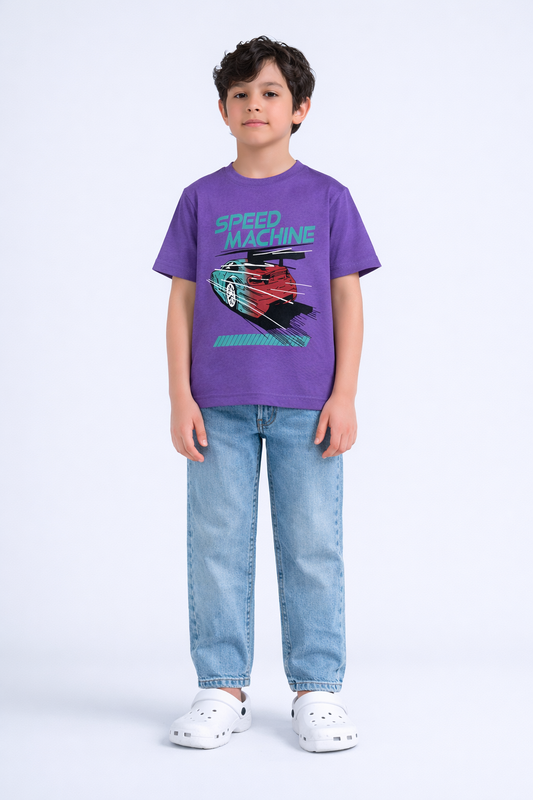 Boys Speed Machine Graphic T-Shirt – Kids Racing Car Summer Tee | Boys Printed T-Shirt Pakistan