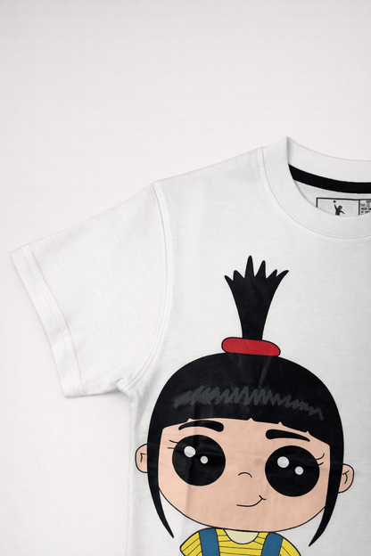 Kids White Cartoon Graphic T-Shirt