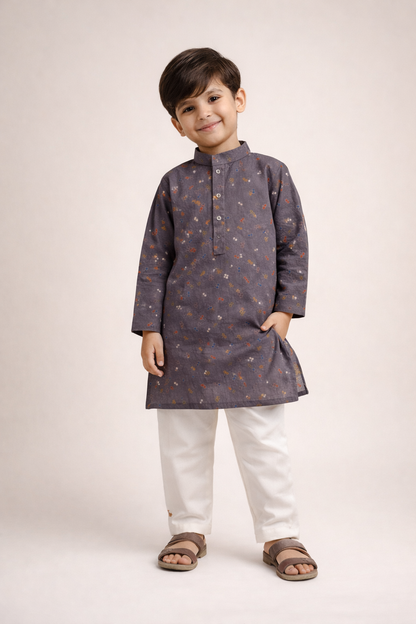 Boys Printed Kurta Trouser Set – Kids Summer Kurta Pajama | Eid Collection Boys Kurta Pakistan