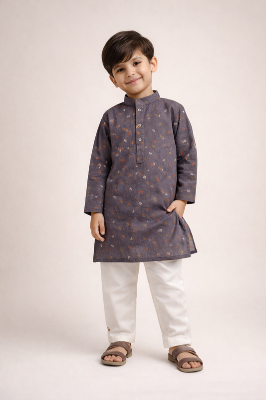 Boys Printed Kurta Trouser Set – Kids Summer Kurta Pajama | Eid Collection Boys Kurta Pakistan