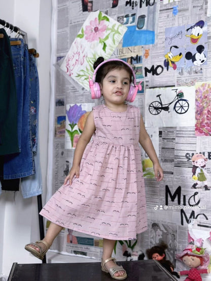 Mink Mink Dress for Girls – Soft Pink Sleeveless Kids Party & Casual Wear Dress