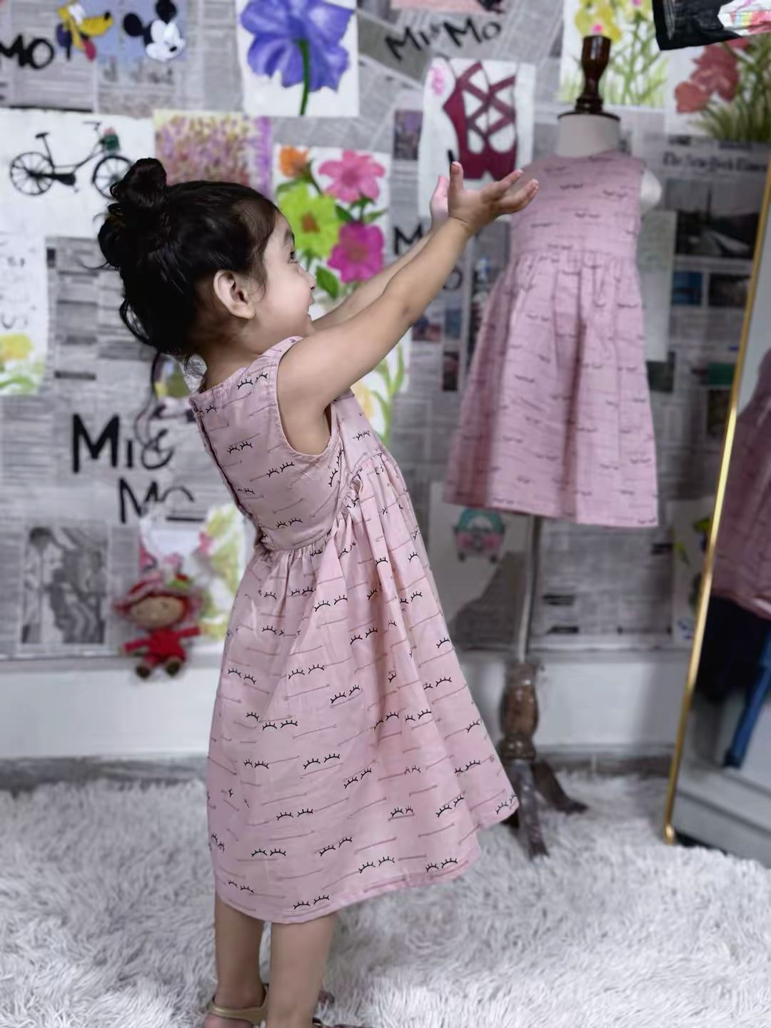 Mink Mink Dress for Girls – Soft Pink Sleeveless Kids Party & Casual Wear Dress