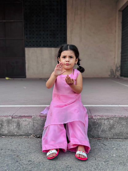 Girls Pink Sleeveless Kurti with Trouser – Premium Kids Ethnic Wear