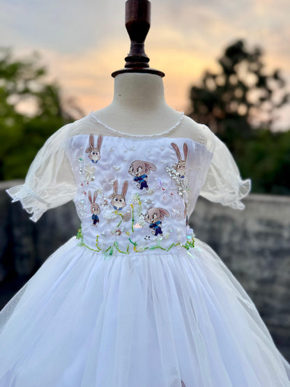 Girls White Princess Maxi Frocks Dress | Kids Party Wear – Best in Pakistan