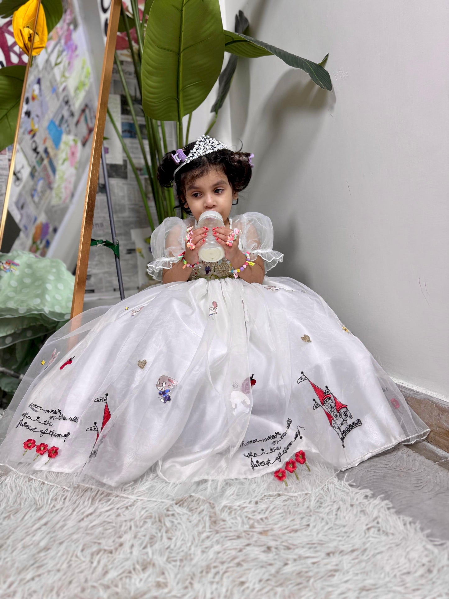 Girls White Princess Maxi Frocks Dress | Kids Party Wear – Best in Pakistan