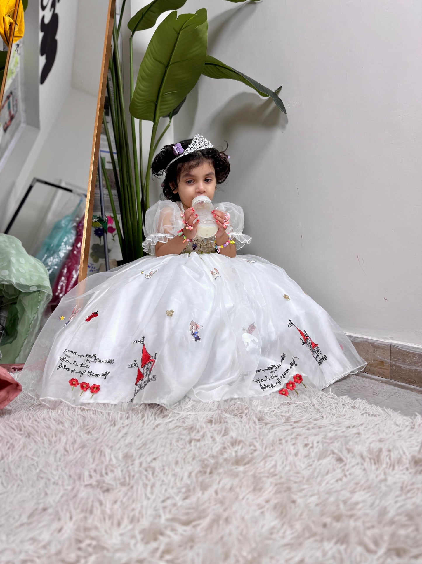 Girls White Princess Maxi Frocks Dress | Kids Party Wear – Best in Pakistan