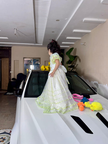 Girls Fancy Maxi Frock – Luxury White Princess Dress | Eid Collection Kids Party Wear