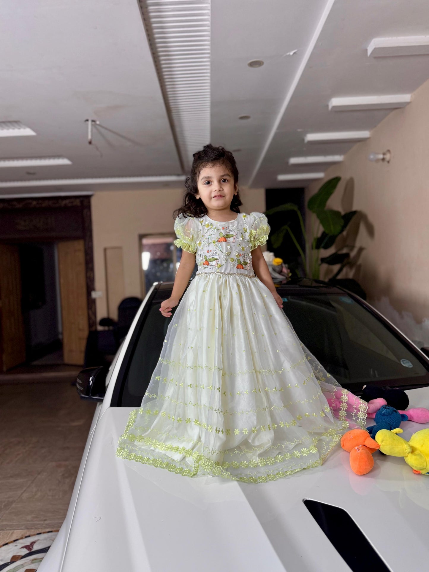 Girls Fancy Maxi Frock – Luxury White Princess Dress | Eid Collection Kids Party Wear