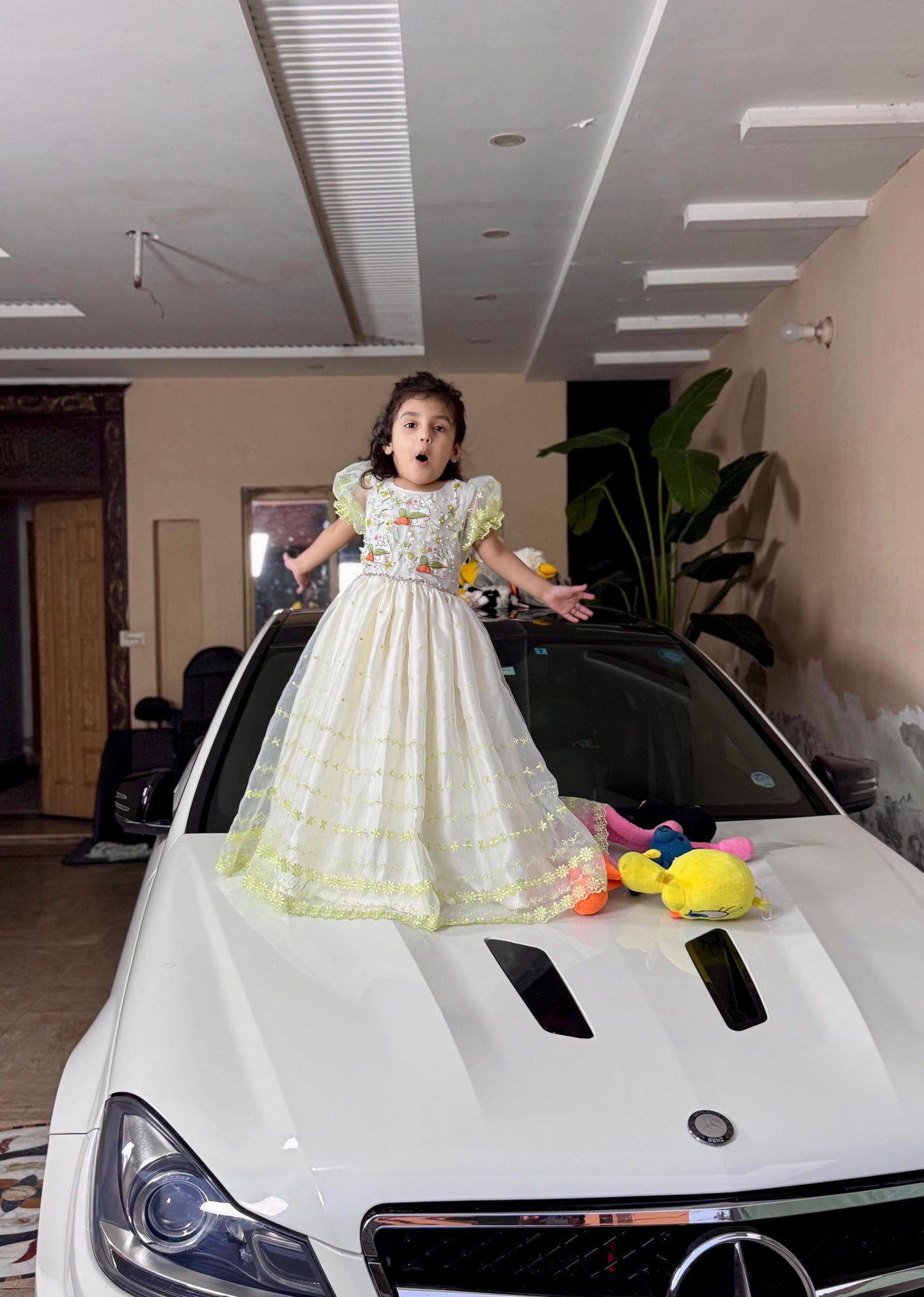 Girls Fancy Maxi Frock – Luxury White Princess Dress | Eid Collection Kids Party Wear