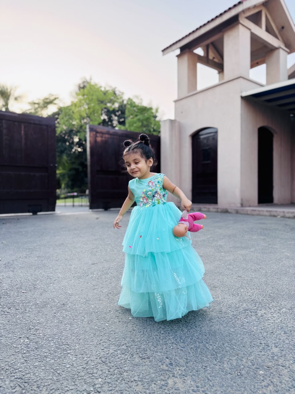Girls Sky Blue Princess Maxi Froks Dress | Kids Party Wear – Best in Pakistan