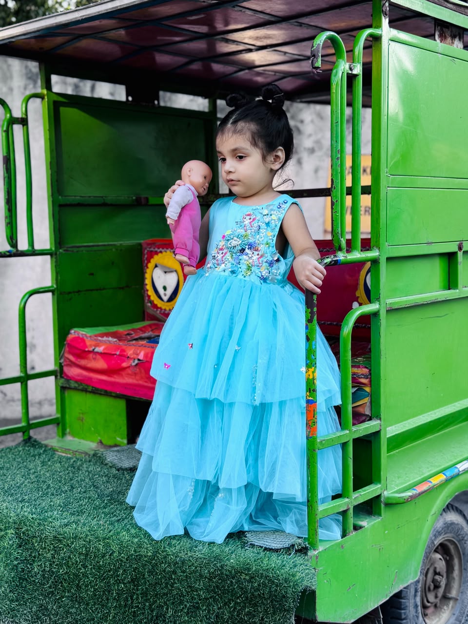 Girls Sky Blue Princess Maxi Froks Dress | Kids Party Wear – Best in Pakistan