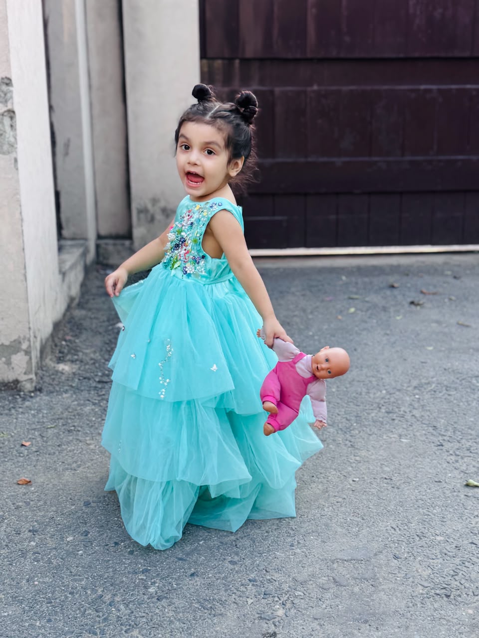 Girls Sky Blue Princess Maxi Froks Dress | Kids Party Wear – Best in Pakistan