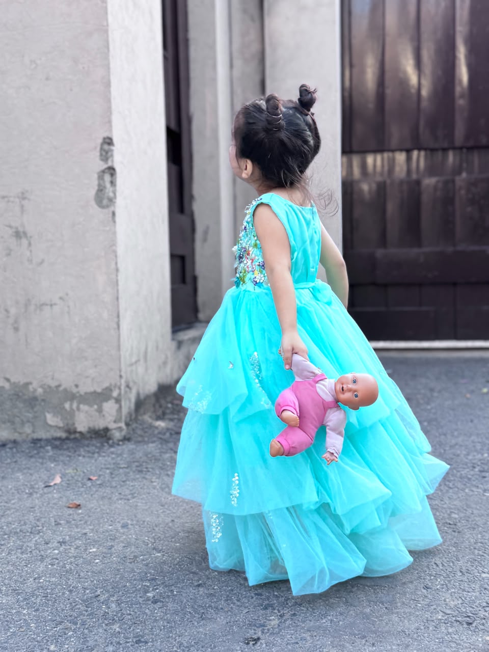 Girls Sky Blue Princess Maxi Froks Dress | Kids Party Wear – Best in Pakistan