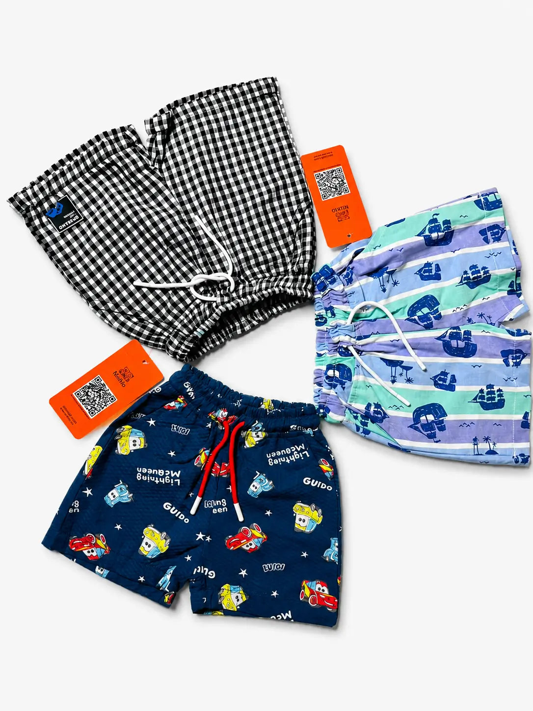 Boys printed shorts pack of 3 kids summer casual wear assorted designs — MiMo Pakistan