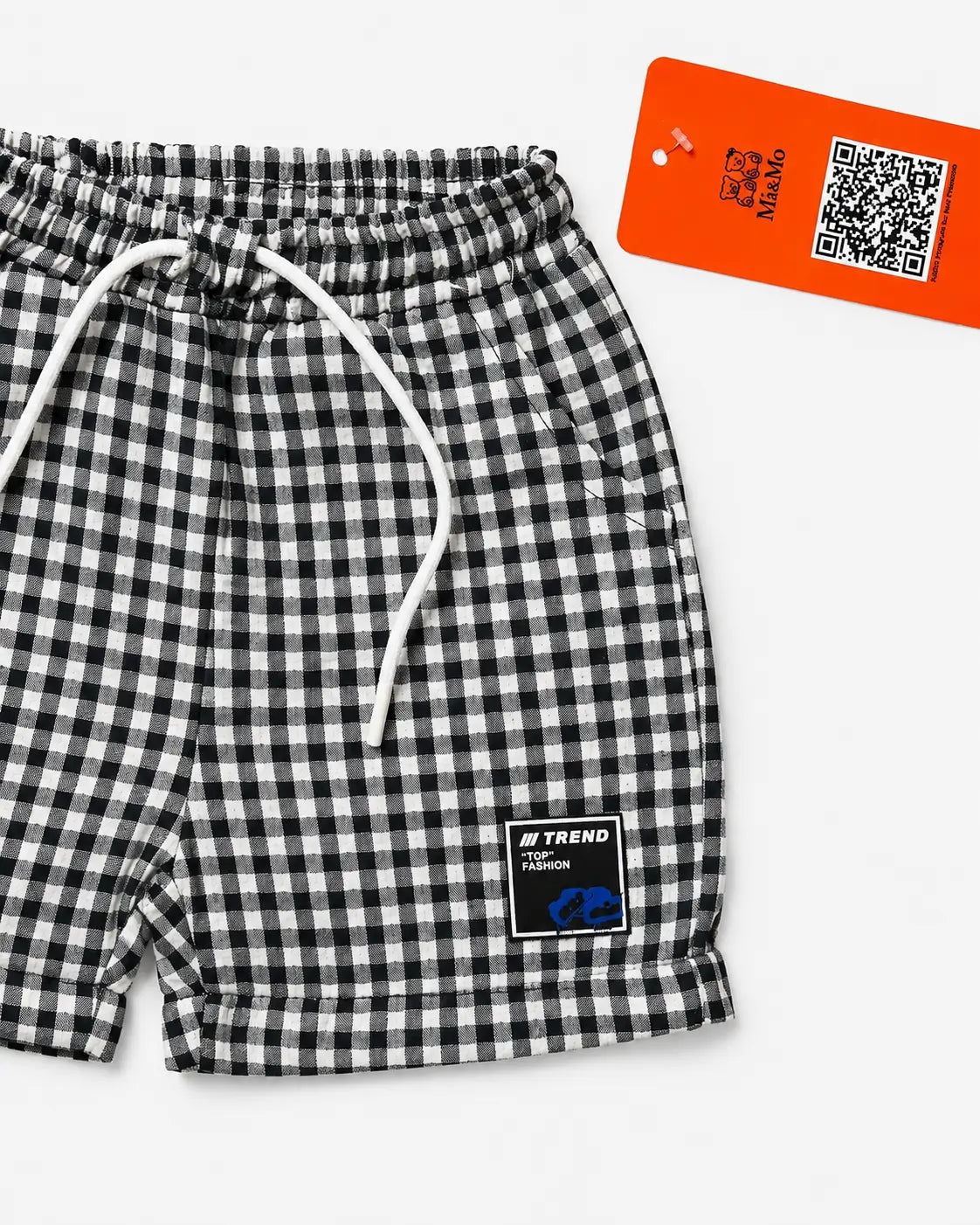 Boys black white check printed shorts kids cotton summer wear — MiMo Pakistan