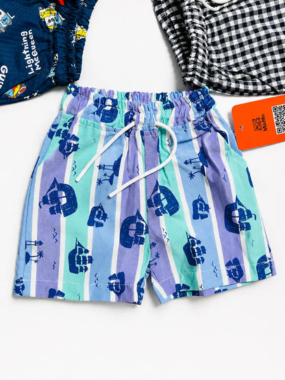 Boys navy blue space printed shorts folded kids summer casual wear — MiMo Pakistan