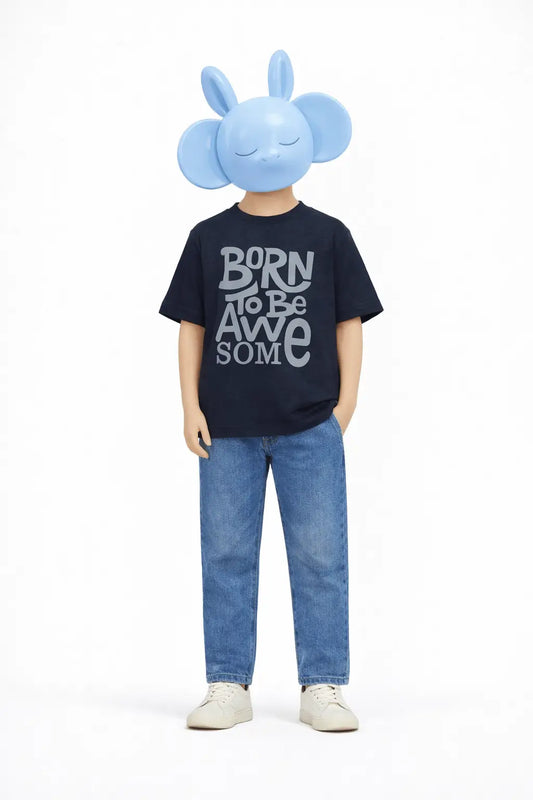 Boys black slogan printed t-shirt with jeans kids casual outfit — MiMo Pakistan