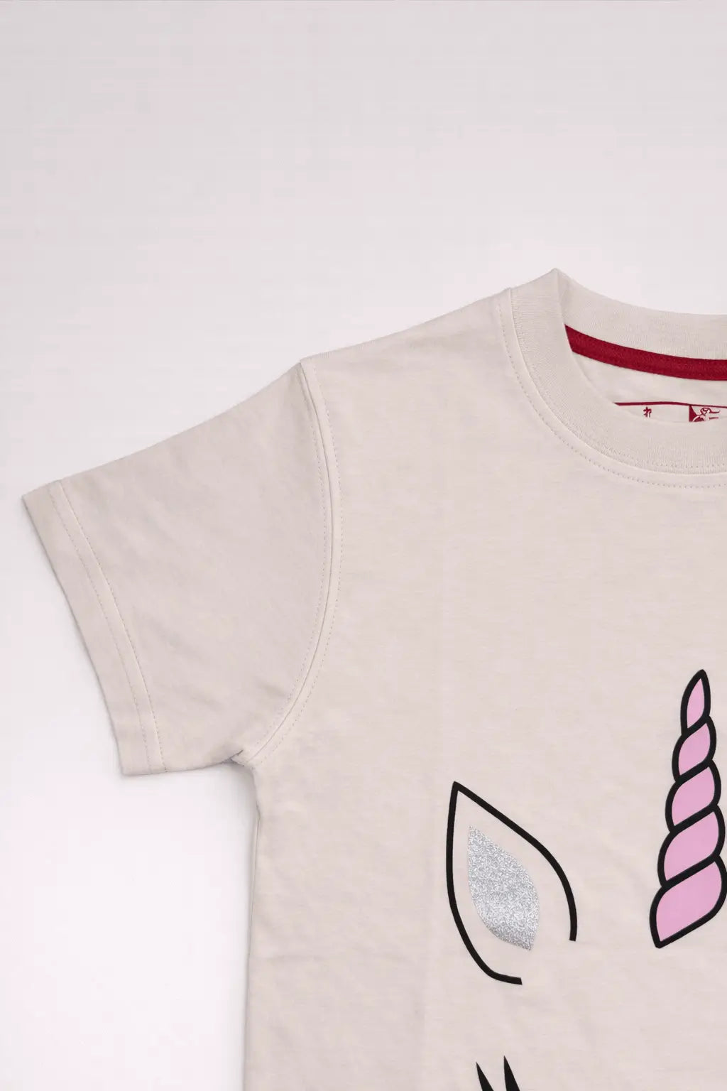 Kids beige t-shirt cute unicorn face print close-up summer wear — MiMo Pakistan