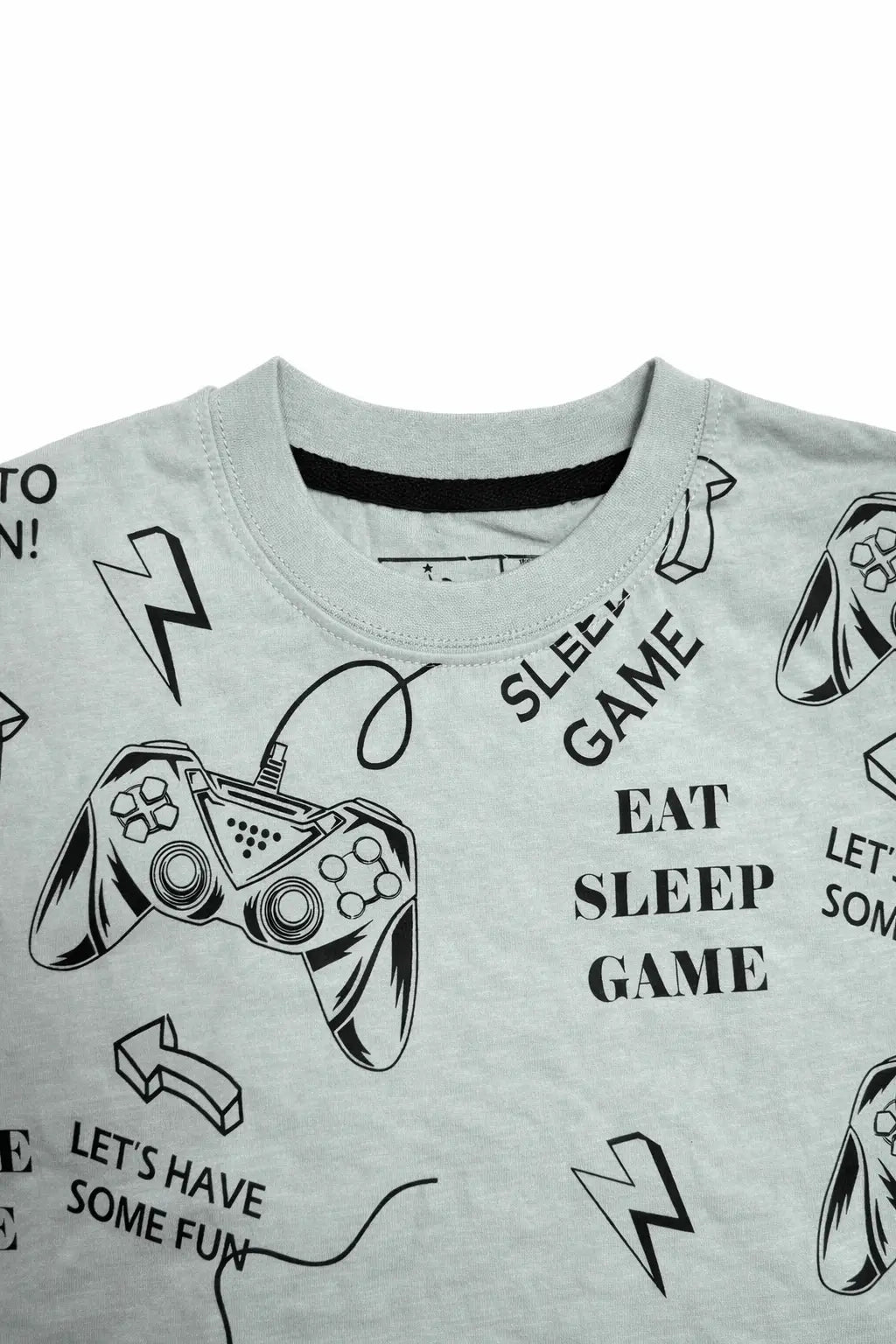 Boys grey gaming t-shirt side view soft cotton kids casual wear — MiMo Pakistan