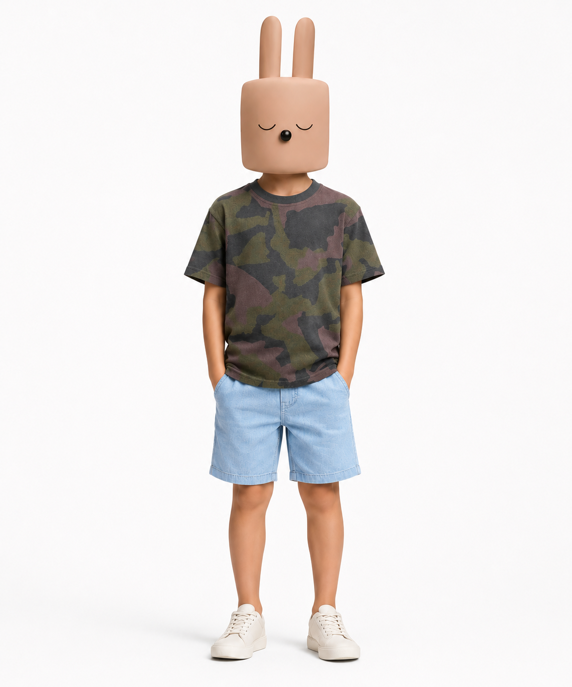 Boys army camouflage printed t-shirt with blue shorts kids casual outfit — MiMo Pakistan