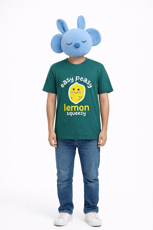 Boys green lemon printed t-shirt with jeans kids casual outfit — MiMo Pakistan