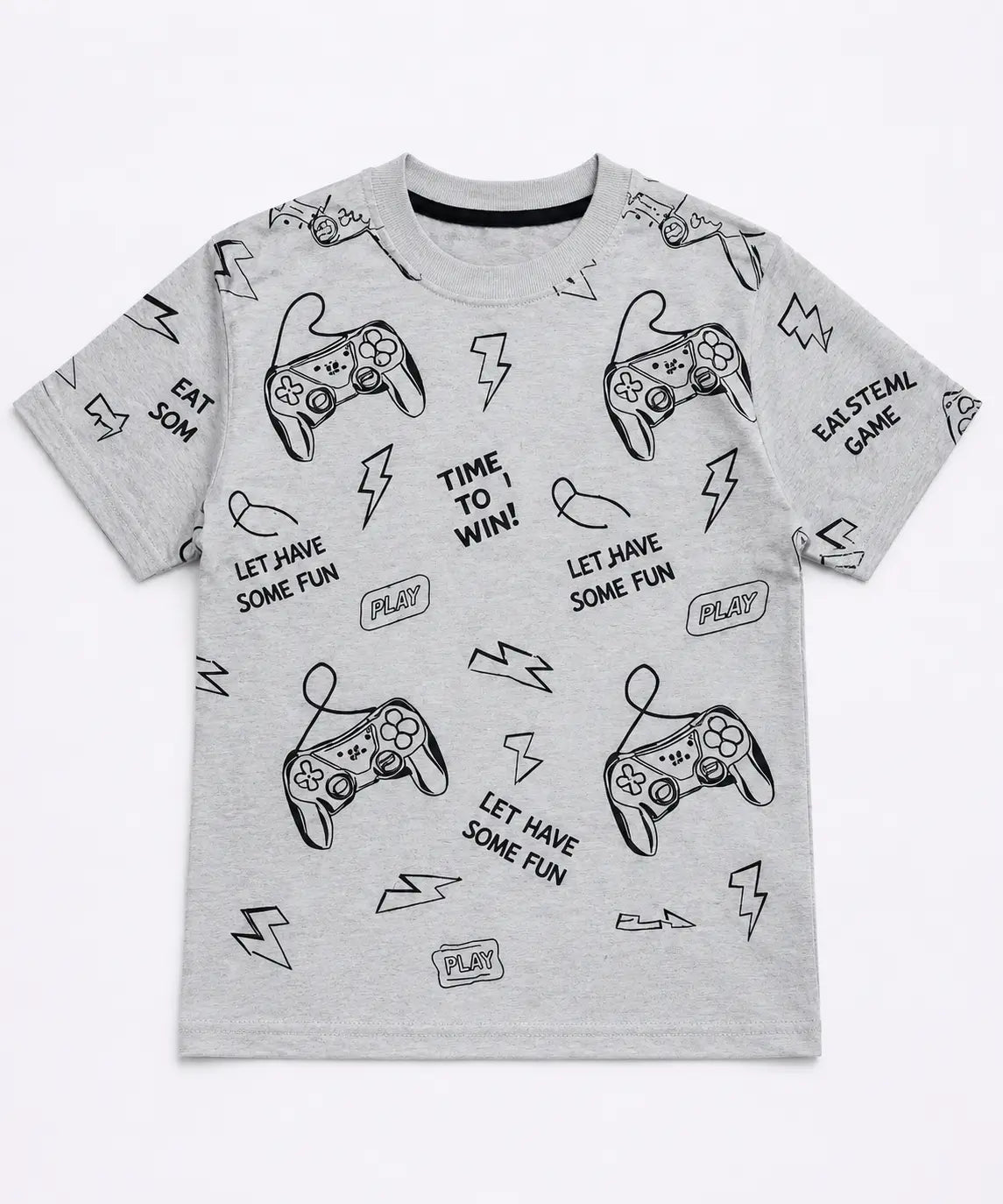 Boys grey gaming printed t-shirt back view kids summer wear — MiMo Pakistan