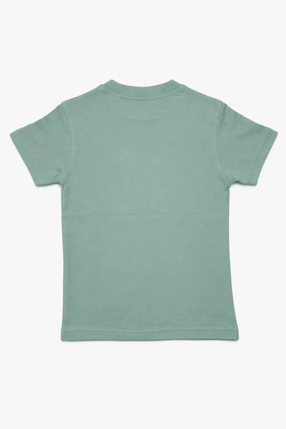 Boys light green printed t-shirt front view soft cotton kids wear — MiMo Pakistan