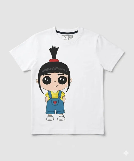 Boys white cute cartoon character printed t-shirt front view kids cotton wear — MiMo Pakistan