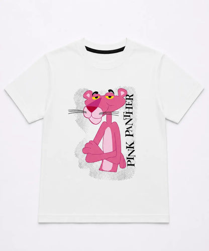 Boys white pink cartoon printed t-shirt front view kids cotton wear — MiMo Pakistan