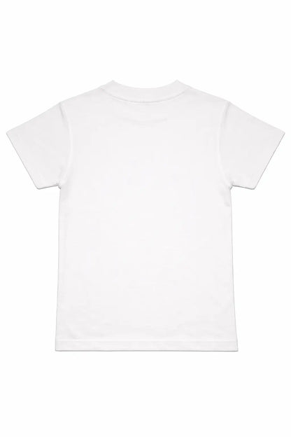 Boys white Basketball graphic t-shirt fabric back detail for kids — MiMo Pakistan