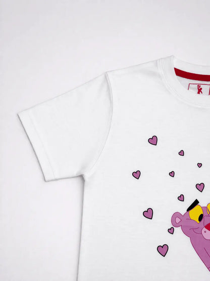 Boys white cartoon printed t-shirt side view soft cotton kids wear — MiMo Pakistan