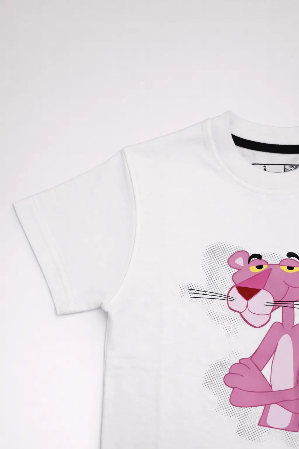 Boys white t-shirt pink cartoon character print close-up kids — MiMo Pakistan